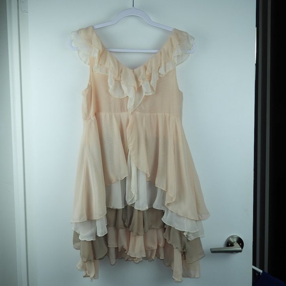 Pink/Neutral Layered/Tiered V-neck Dress from H&M - Picture 2 of 4